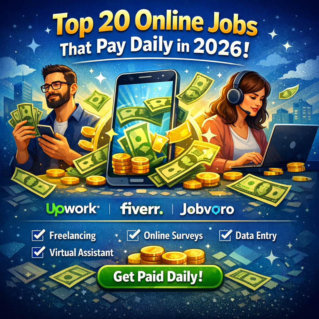 Top 20 Online Jobs That Pay Daily in 2026
